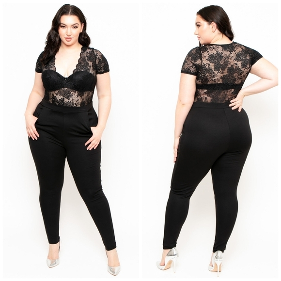 CURVY Sense Lace Jumpsuit Size 4x - Picture 1 of 16